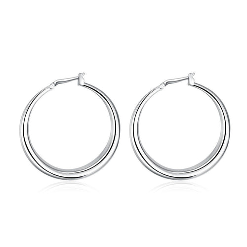 18K White Gold Plated Abstract Large Hoops